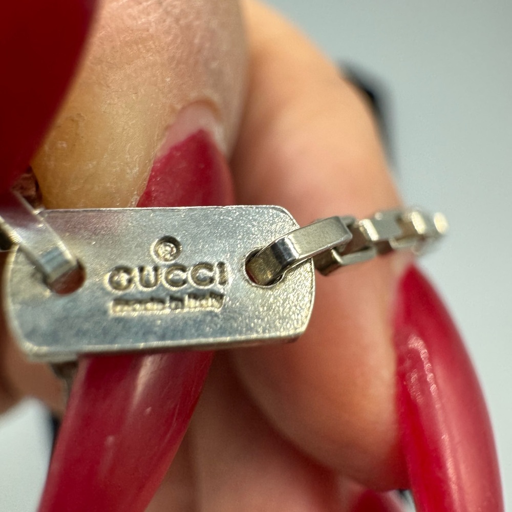 Gucci Vintage 925 Sterling Silver Modernist G Pendant Necklace 16.88 grams - Picture 8 of 10